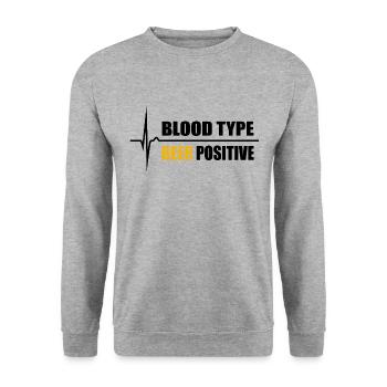 Blood Type Beer positive - your pulse rises - Unisex Sweatshirt - salt & pepper - Front - Alina (178cm) & Michal (187cm)