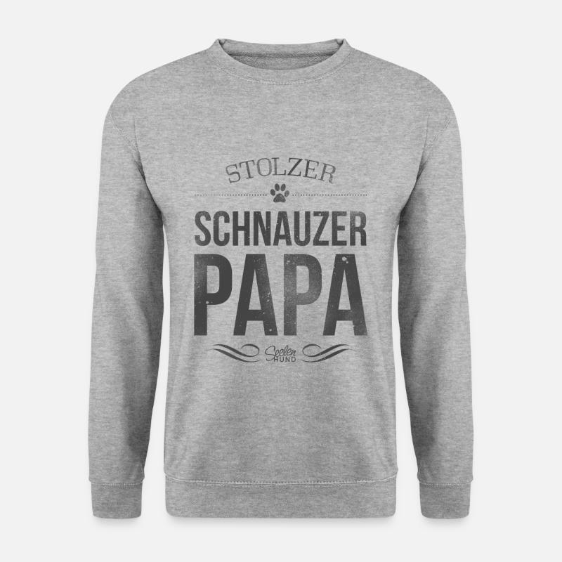 Stolzer Schnauzer Papa - Unisex Pullover - Weißgrau meliert