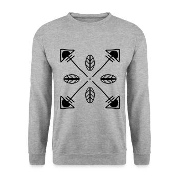 Hipster Pfeile, Vintage, Pfeil, Feder - Unisex Pullover - Weißgrau meliert - Vorne - Alina (178cm) & Michal (187cm)