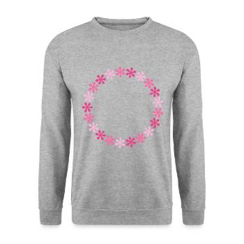 Pattern Frame Circle Flowers - Unisex Sweatshirt - salt & pepper - Front - Alina (178cm) & Michal (187cm)