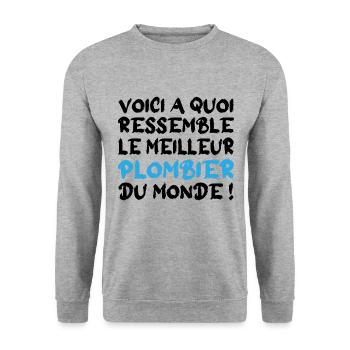 Le meilleur plombier - Sweat-shirt Unisexe - gris chiné - Devant - Alina (178cm) & Michal (187cm)