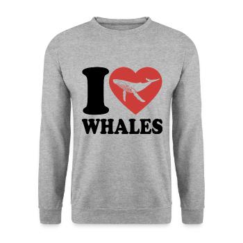 J’aime les baleines - baleine - baleine à bosse - cadeau - Sweat-shirt Unisexe - gris chiné - Devant - Alina (178cm) & Michal (187cm)