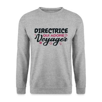 Globetrotting director with a passion for travel - Unisex Sweatshirt - salt & pepper - Front - Alina (178cm) & Michal (187cm)