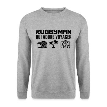 Voyageurs & Rugbymans : Passion & Découverte - Sweat-shirt Unisexe - gris chiné - Devant - Alina (178cm) & Michal (187cm)