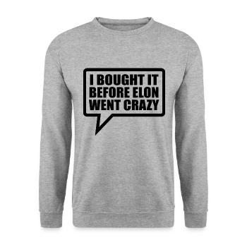 I bought it before Elon went crazy - Unisex Pullover - Weißgrau meliert - Vorne - Alina (178cm) & Michal (187cm)