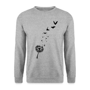 Dandelion Bats - Unisex Sweatshirt - salt & pepper - Front - Alina (178cm) & Michal (187cm)