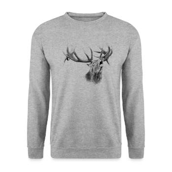 cerf - Sweat-shirt Unisexe - gris chiné - Devant - Alina (178cm) & Michal (187cm)