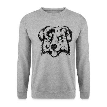 AUSTRALIAN SHEPHERD - Unisex Pullover - Weißgrau meliert - Vorne - Alina (178cm) & Michal (187cm)