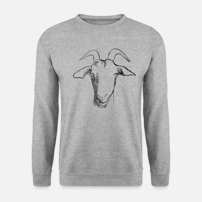 Ziegenkopf - Unisex Pullover - Weißgrau meliert