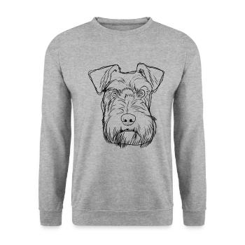 Schnauzer Hund - Unisex Pullover - Weißgrau meliert - Vorne - Alina (178cm) & Michal (187cm)