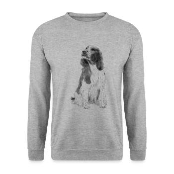 Sitting Welsh Springer Spaniel Dog - Unisex Sweatshirt - salt & pepper - Front - Alina (178cm) & Michal (187cm)