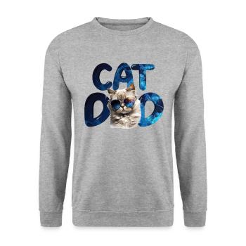 Katzenpapa - Unisex Pullover - Weißgrau meliert - Vorne - Alina (178cm) & Michal (187cm)