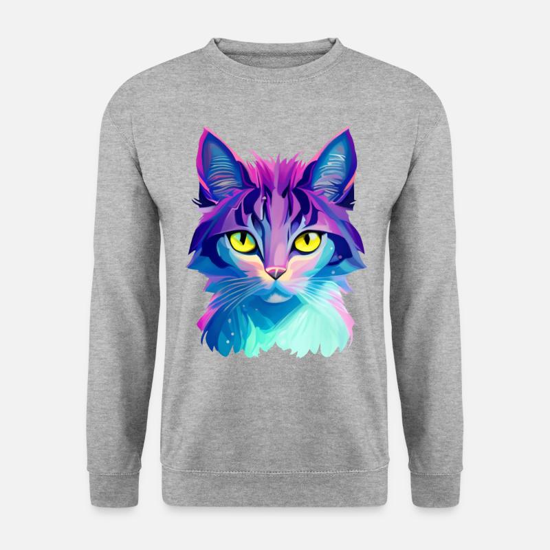 Katze Bunt - Unisex Pullover - Weißgrau meliert