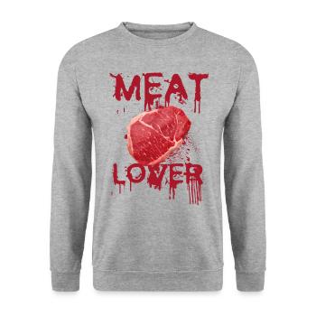 Meat Lover - Fleischliebhaber - Unisex Pullover - Weißgrau meliert - Vorne - Alina (178cm) & Michal (187cm)