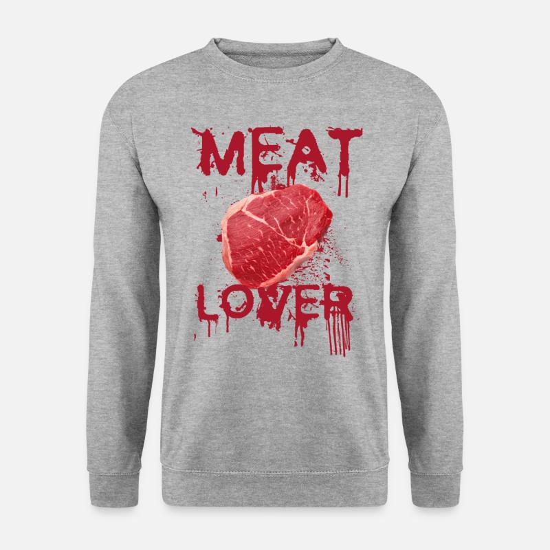 Meat Lover - Fleischliebhaber - Unisex Pullover - Weißgrau meliert