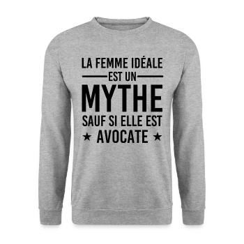 Femme Idéale est Avocate - Cadeau Humour Avocate - Sweat-shirt Unisexe - gris chiné - Devant - Alina (178cm) & Michal (187cm)