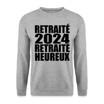 Happy Retiree Retirement Gift 2024 - Unisex Sweatshirt - salt & pepper - Front - Alina (178cm) & Michal (187cm)