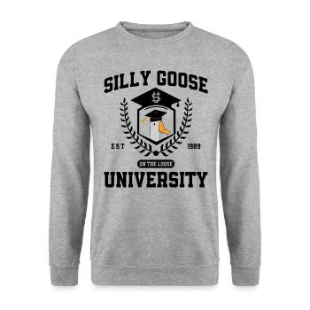 Silly Goose University Silly Goose University Meme - Unisex Sweatshirt - salt & pepper - Front - Alina (178cm) & Michal (187cm)