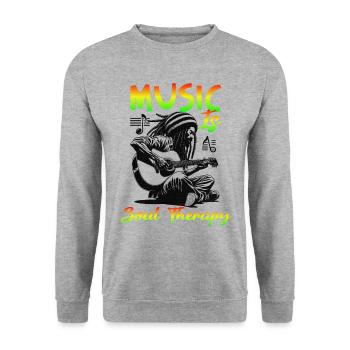 La musique est une thérapie de l’âme - Sweat-shirt Unisexe - gris chiné - Devant - Alina (178cm) & Michal (187cm)