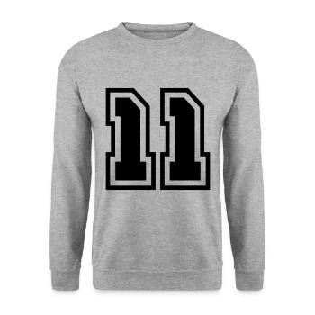 11 Zahl symbol - Unisex Pullover - Weißgrau meliert - Vorne - Alina (178cm) & Michal (187cm)