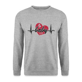 ECG Curve - Heart Curve - Baby 2025 - Pregnant - Unisex Sweatshirt - salt & pepper - Front - Alina (178cm) & Michal (187cm)