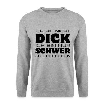 Ich bin nicht dick nur schwer zu übersehen - Unisex Pullover - Weißgrau meliert - Vorne - Alina (178cm) & Michal (187cm)