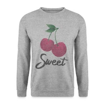 Sweet cherry fruit strawberry gift cherry tree - Unisex Sweatshirt - salt & pepper - Front - Alina (178cm) & Michal (187cm)