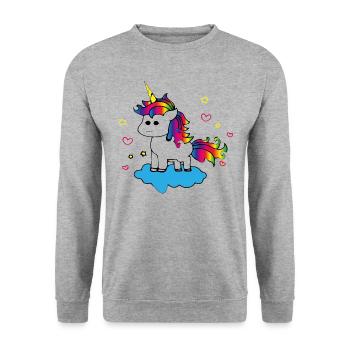 funky unicorn - Unisex Sweatshirt - salt & pepper - Front - Alina (178cm) & Michal (187cm)