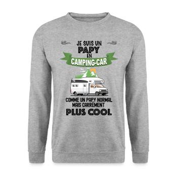 Papy plus cool en camping car - Sweat-shirt Unisexe - gris chiné - Devant - Alina (178cm) & Michal (187cm)