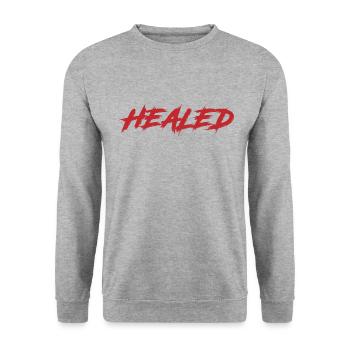 HEALED - Unisex Sweatshirt - salt & pepper - Front - Alina (178cm) & Michal (187cm)