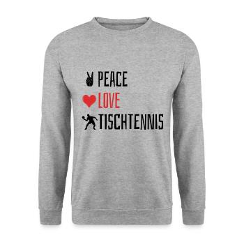 Peace Love Table Tennis - Heart - Unisex Sweatshirt - salt & pepper - Front - Alina (178cm) & Michal (187cm)