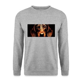 Bürste für drahthaarigen Dackel - Unisex Pullover - Weißgrau meliert - Vorne - Alina (178cm) & Michal (187cm)