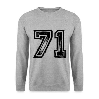 71 Nombre de maillot - Sweat-shirt Unisexe - gris chiné - Devant - Alina (178cm) & Michal (187cm)