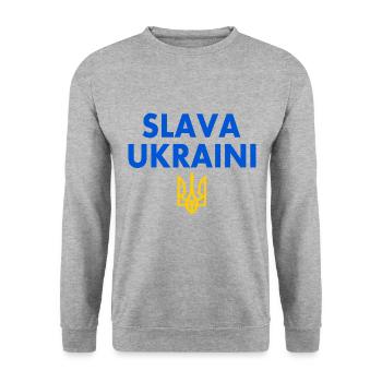 Slava ukraini - Unisex Sweatshirt - salt & pepper - Front - Alina (178cm) & Michal (187cm)
