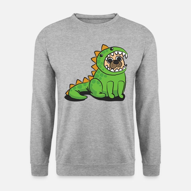 Dino Mops - Unisex Pullover - Weißgrau meliert