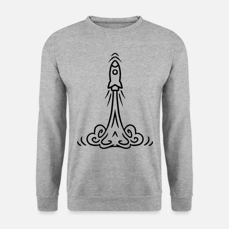 Rocket launch Raketenstart - Rakete Geschenkidee - Unisex Pullover - Weißgrau meliert