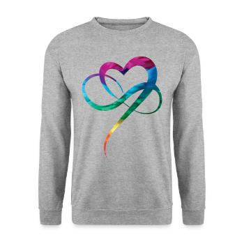 LGBTQ Pride Heart Christopher Street Day Herz - Unisex Sweatshirt - salt & pepper - Front - Alina (178cm) & Michal (187cm)