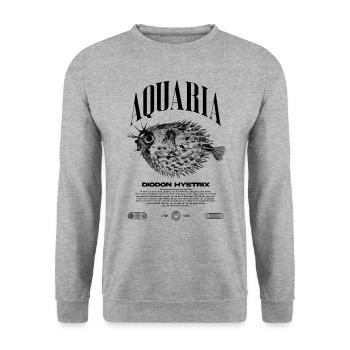 Porcupine Puffer Fish Keeper Moderne Streetwear - Unisex Pullover - Weißgrau meliert - Vorne - Alina (178cm) & Michal (187cm)