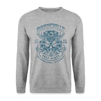 Bonneville Salt Flats Motorcycle Racing Biker - Unisex Sweatshirt - salt & pepper - Front - Alina (178cm) & Michal (187cm)