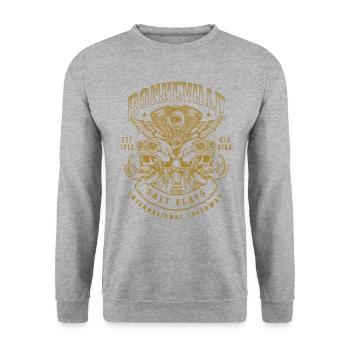 Bonneville Salt Flats Motorradrennen Biker - Unisex Pullover - Weißgrau meliert - Vorne - Alina (178cm) & Michal (187cm)