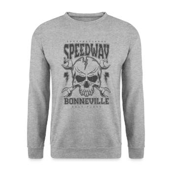 Bonneville Salt Flats Voiture de course rétro vintage - Sweat-shirt Unisexe - gris chiné - Devant - Alina (178cm) & Michal (187cm)