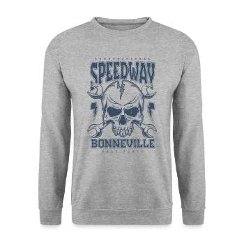 Bonneville Salt Flats Voiture de course rétro vintage - Sweat-shirt Unisexe - gris chiné - Devant - Alina (178cm) & Michal (187cm)