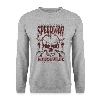 Bonneville Salt Flats Voiture de course rétro vintage - Sweat-shirt Unisexe - gris chiné - Devant - Alina (178cm) & Michal (187cm)