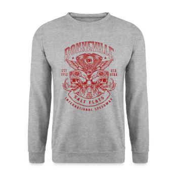 Bonneville Salt Flats Motorradrennen Vintage - Unisex Pullover - Weißgrau meliert - Vorne - Alina (178cm) & Michal (187cm)
