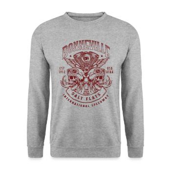 Bonneville Salt Flats Course de moto Vintage - Sweat-shirt Unisexe - gris chiné - Devant - Alina (178cm) & Michal (187cm)