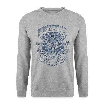 Bonneville Salt Flats Motorradrennen Vintage - Unisex Pullover - Weißgrau meliert - Vorne - Alina (178cm) & Michal (187cm)