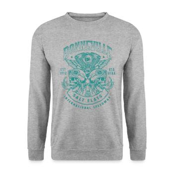 Bonneville Salt Flats Motorradrennen Vintage - Unisex Pullover - Weißgrau meliert - Vorne - Alina (178cm) & Michal (187cm)