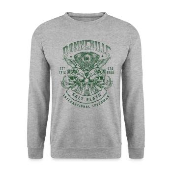 Bonneville Salt Flats Motorradrennen Vintage - Unisex Pullover - Weißgrau meliert - Vorne - Alina (178cm) & Michal (187cm)
