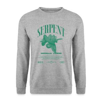 Grüner Baum Python Modern Reptile Keeper Streetwear - Unisex Pullover - Weißgrau meliert - Vorne - Alina (178cm) & Michal (187cm)