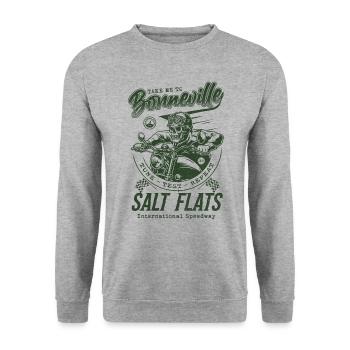 Bonneville Salt Flats Motorradrennen Vintage - Unisex Pullover - Weißgrau meliert - Vorne - Alina (178cm) & Michal (187cm)